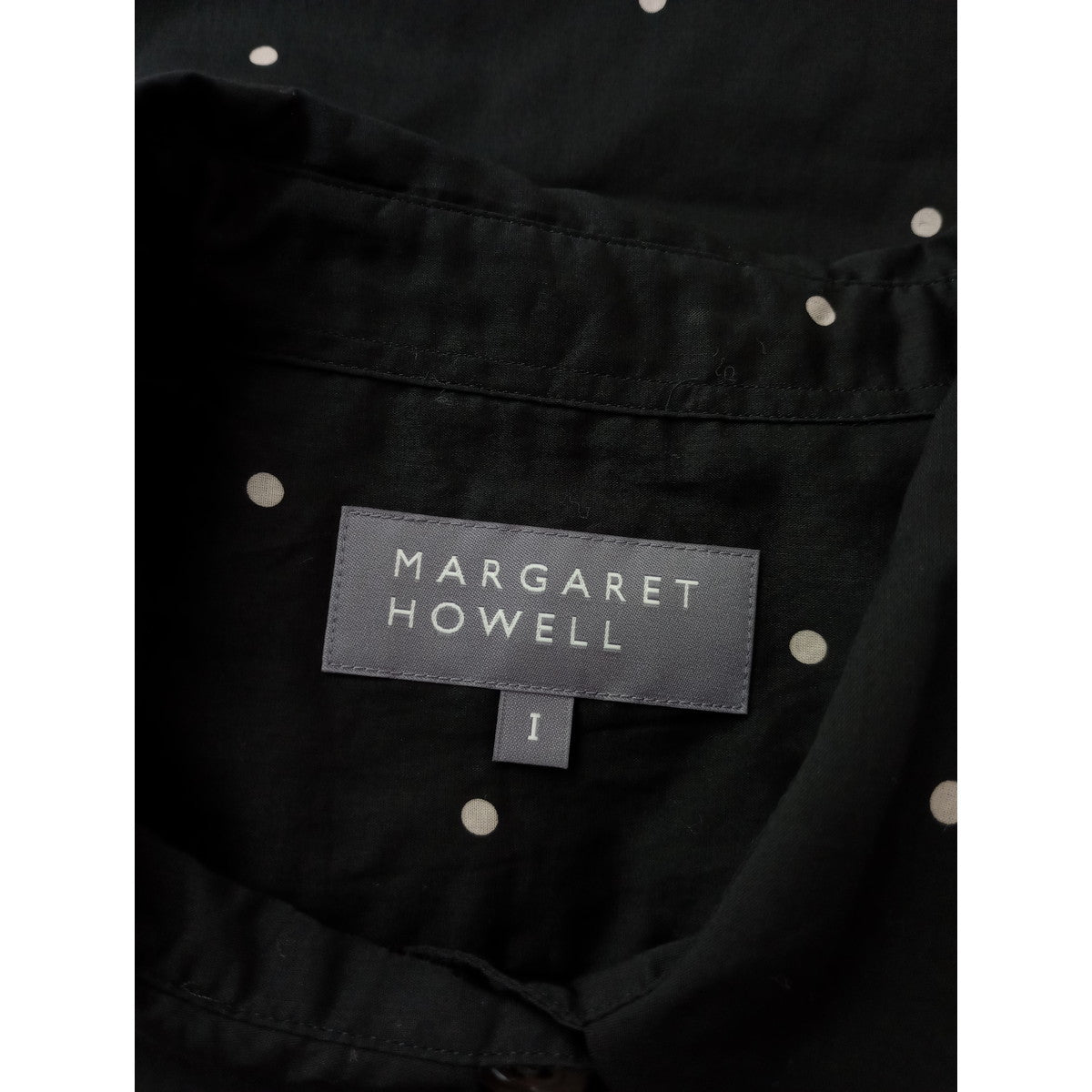 25SS  MARGARET HOWELL マーガレットハウエル COTTON POLKA DOT コットン 綿 100％ ポルカ ドット シャツブラウス 黒 ブラック 1【中古】