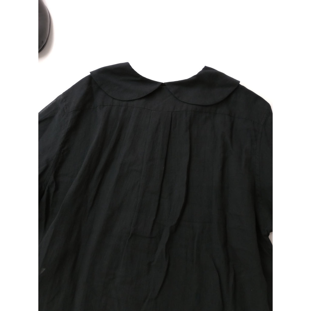 25SS  MARGARET HOWELL マーガレットハウエル COTTON SILK CHIFFON SHIRT コットン シルク シフォン シャツブラウス  黒 ブラック 【中古】