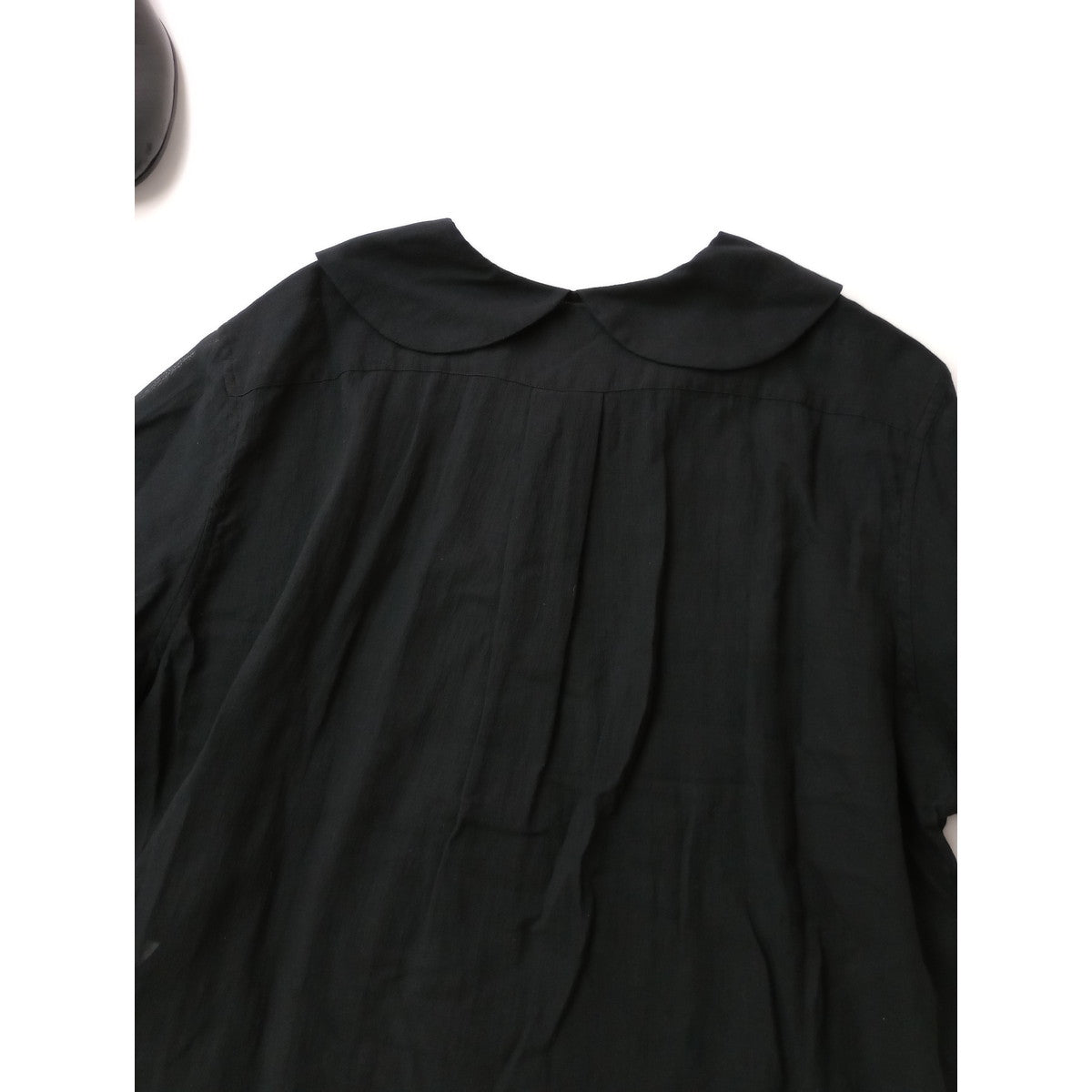 25SS  MARGARET HOWELL マーガレットハウエル COTTON SILK CHIFFON SHIRT コットン シルク シフォン シャツブラウス  黒 ブラック 【中古】
