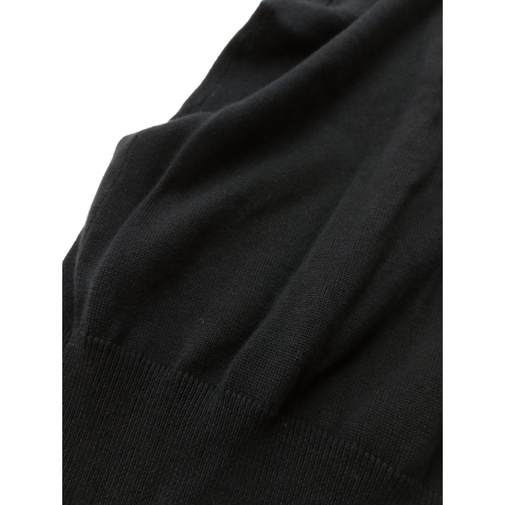 25SS MARGARET HOWELL マーガレットハウエル FINE COTTON LINEN KNITWEAR コットン リネン フレンチスリーブ 襟付き サマーニット トップス 黒 ブラック 2【中古】