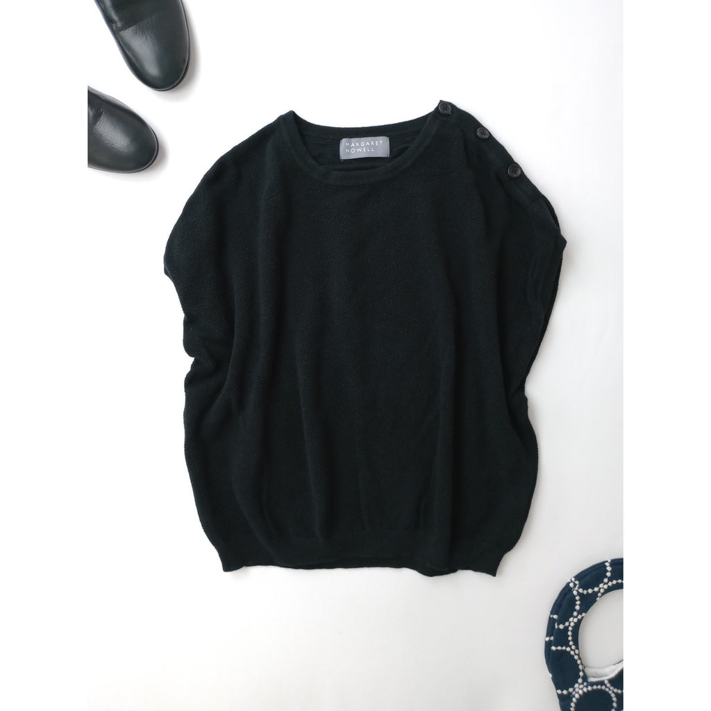 MARGARET HOWELL マーガレットハウエル COTTON HEMP KNIT コットン ヘンプ ニット 黒 ブラック 2【中古】