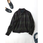 MARGARET HOWELL マーガレットハウエル CHECK WOOL TWILL SHIRT チェック シャツ  長袖 トップス カーキ ダークブラウン  1  【中古】