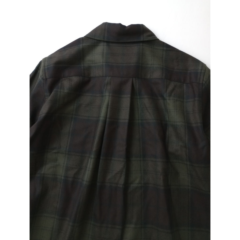 MARGARET HOWELL マーガレットハウエル CHECK WOOL TWILL SHIRT チェック シャツ  長袖 トップス カーキ ダークブラウン  1  【中古】