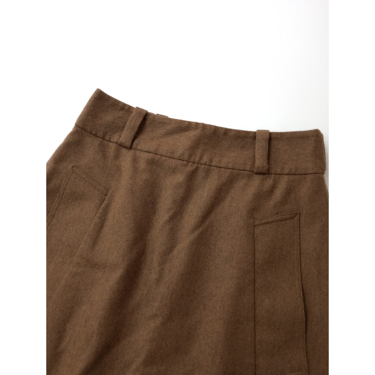 MARGARET HOWELL × FOX BROTHERS マーガレットハウエル FLANNEL SKIRT フランネル ウール 毛 100％ ロングスカート ブラウン 1 (13M＋1078)【中古】