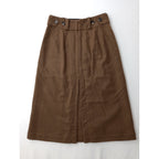 MARGARET HOWELL × FOX BROTHERS マーガレットハウエル FLANNEL SKIRT フランネル ウール 毛 100％ ロングスカート ブラウン 1 (13M＋1078)【中古】