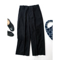 MARGARET HOWELL × FOX BROTHERSマーガレットハウエル STRIPE WOOL PLAINWEAVE TROUSERS ストライプ ウール毛 100％ トラウザーパンツ 黒 ブラック 1 【中古】