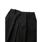 MARGARET HOWELL × FOX BROTHERSマーガレットハウエル STRIPE WOOL PLAINWEAVE TROUSERS ストライプ ウール毛 100％ トラウザーパンツ 黒 ブラック 1 【中古】