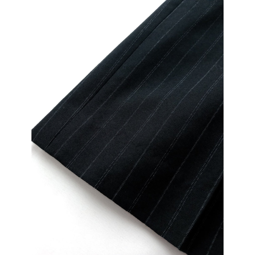 MARGARET HOWELL × FOX BROTHERSマーガレットハウエル STRIPE WOOL PLAINWEAVE TROUSERS ストライプ ウール毛 100％ トラウザーパンツ 黒 ブラック 1 【中古】