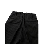 MARGARET HOWELL × FOX BROTHERSマーガレットハウエル STRIPE WOOL PLAINWEAVE TROUSERS ストライプ ウール毛 100％ トラウザーパンツ 黒 ブラック 1 【中古】