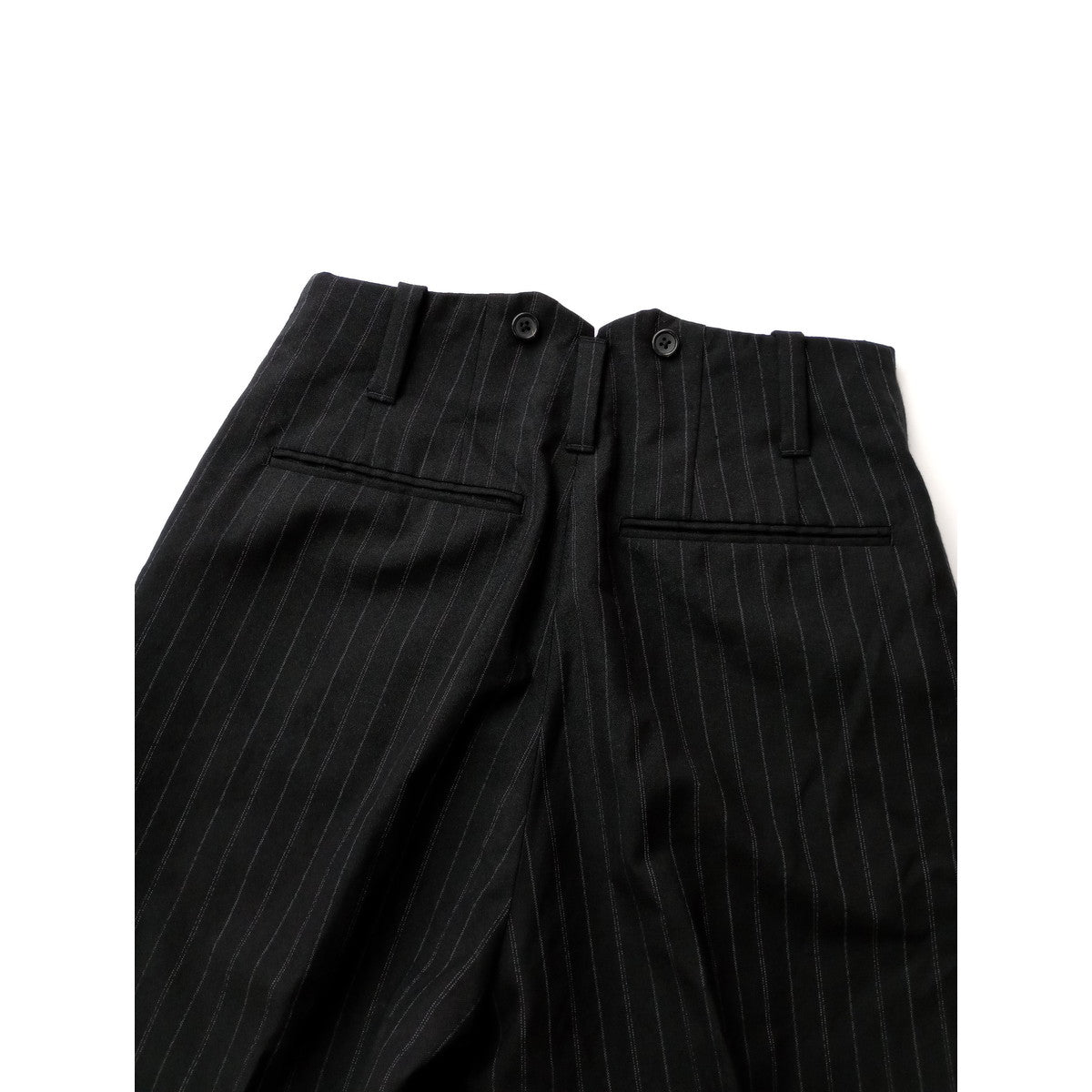 MARGARET HOWELL × FOX BROTHERSマーガレットハウエル STRIPE WOOL PLAINWEAVE TROUSERS ストライプ ウール毛 100％ トラウザーパンツ 黒 ブラック 1 【中古】