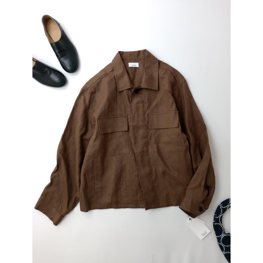 新品 26SS TENUE × MMN テニュイ 別注 リネンミリタリージャケット  ブラウン F