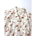 H.P.France アッシュ・ペー・フランス pero ペロ シルク 100％ 花柄 ロング シャツ ブラウス チュニック 赤 白 36  【中古】