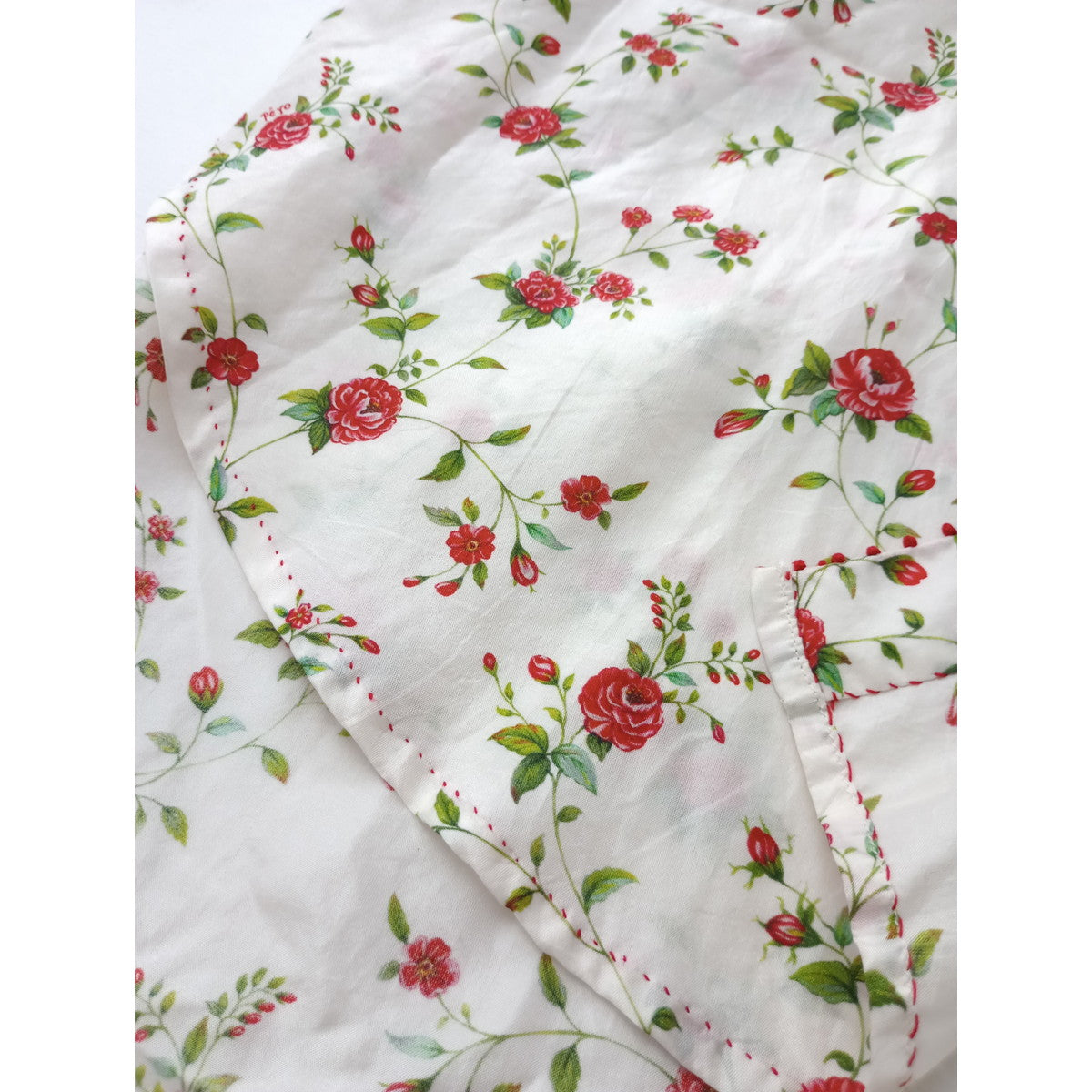 H.P.France アッシュ・ペー・フランス pero ペロ シルク 100％ 花柄 ロング シャツ ブラウス チュニック 赤 白 36  【中古】