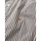 MADISONBLUE マディソンブルー  ROUND COLLAR FRILL SH B.STRIPE ラウンドカラー 長袖 シャツ ブラウス トップス ストライプ ブラウン 白 02 M 【中古】