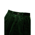 nicholson & nicholson ニコルソンアンドニコルソン ベロア  タック パンツ  グリーン コットン 綿 100％ 40  (13M＋1183)【中古】