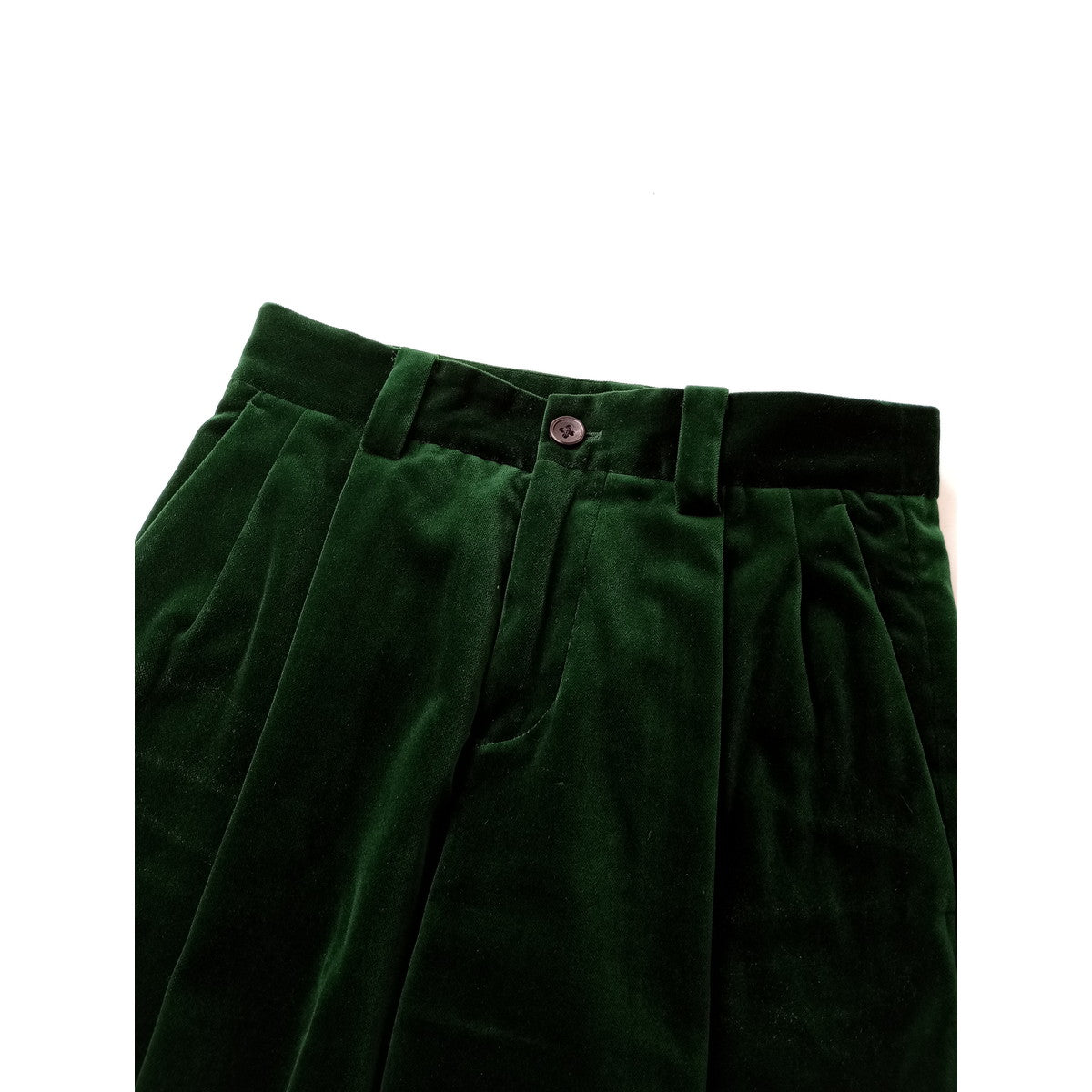 nicholson & nicholson ニコルソンアンドニコルソン ベロア  タック パンツ  グリーン コットン 綿 100％ 40  (13M＋1183)【中古】
