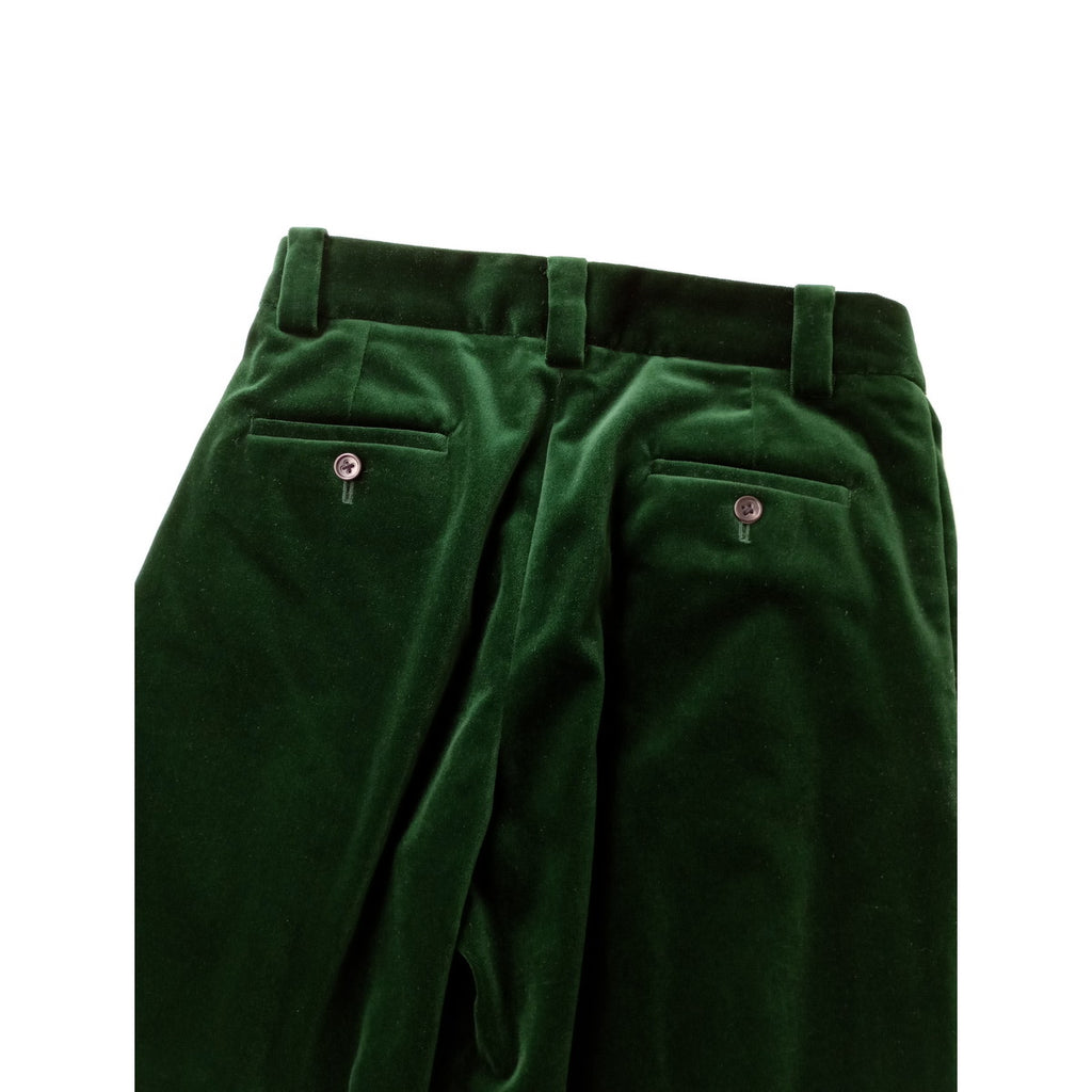 nicholson & nicholson ニコルソンアンドニコルソン ベロア  タック パンツ  グリーン コットン 綿 100％ 40  (13M＋1183)【中古】