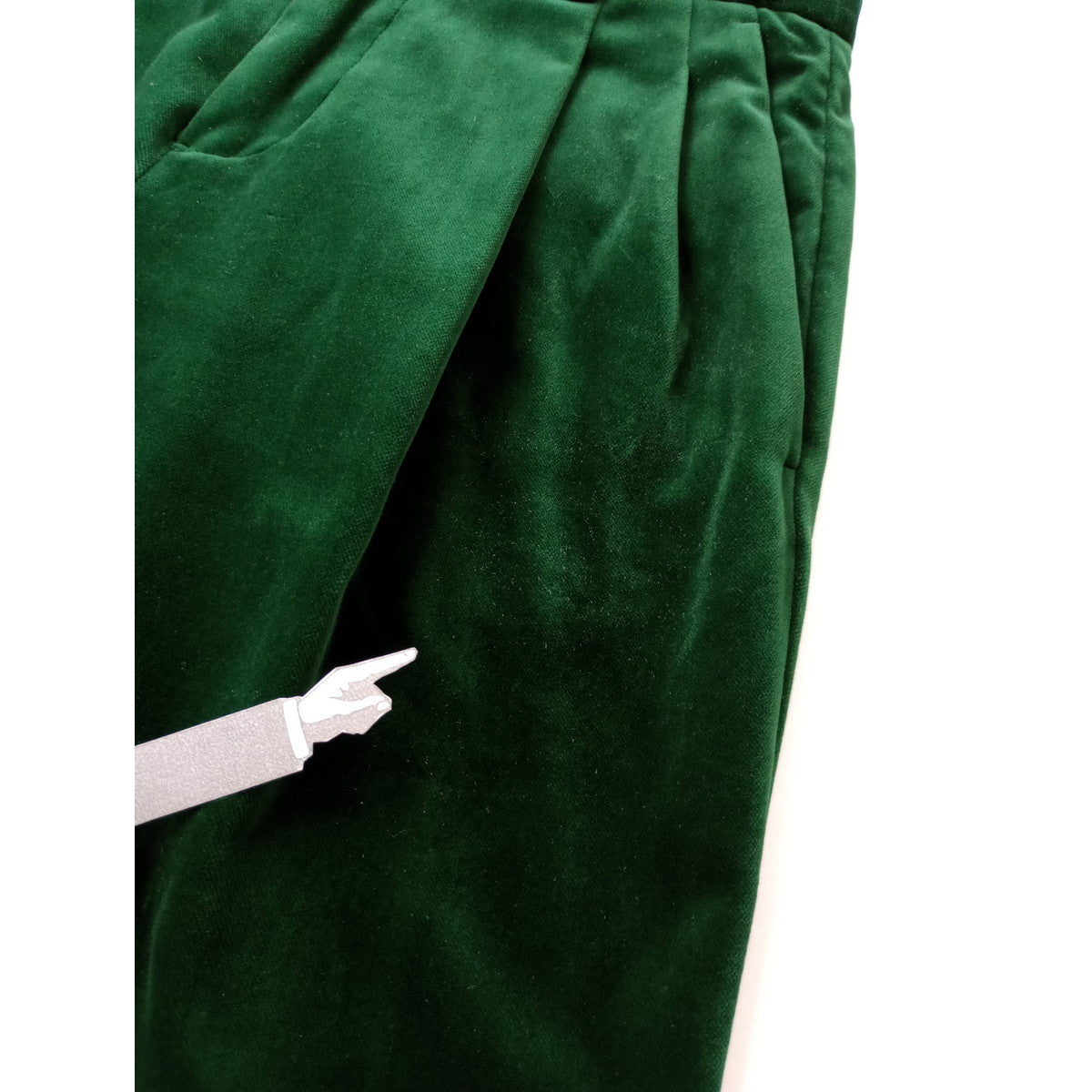 nicholson & nicholson ニコルソンアンドニコルソン ベロア  タック パンツ  グリーン コットン 綿 100％ 40  (13M＋1183)【中古】