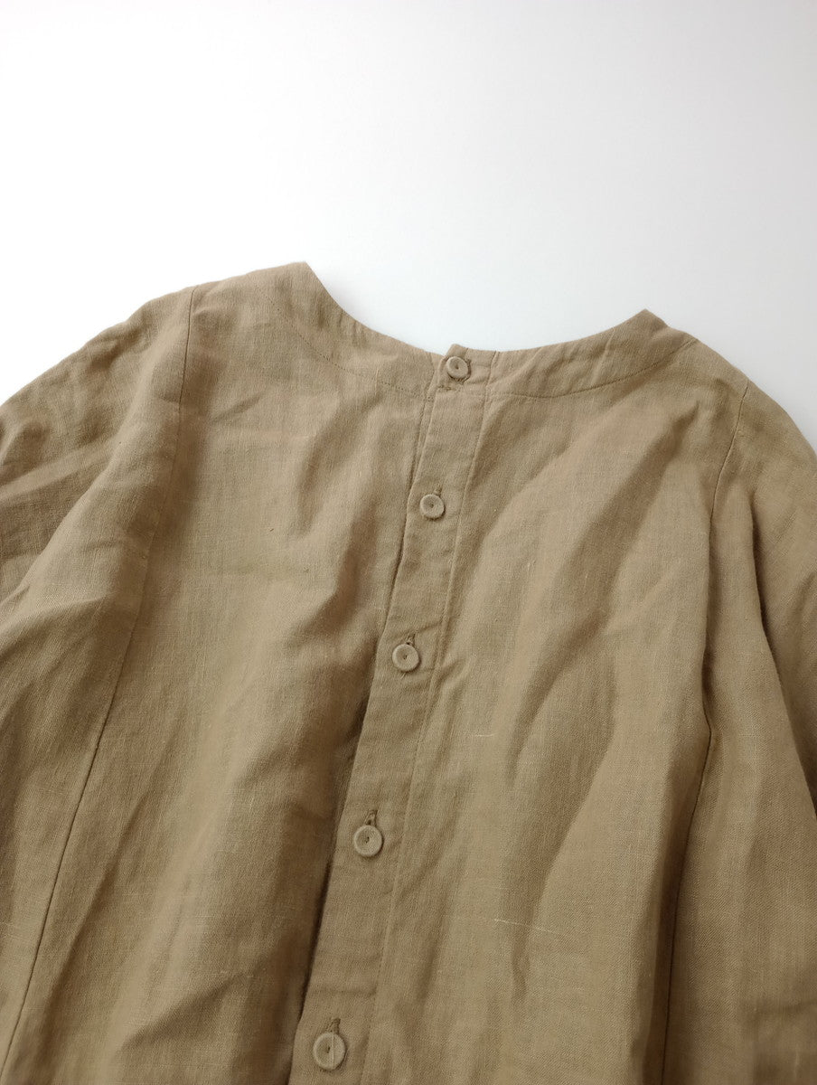 nest Robe ネストローブ  リネン パフスリーブ 2way ワンピース  製品染め ベージュ 【中古】