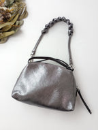 GIANNI CHIARINI ジャンニキアリーニ レザー ショルダーバッグ シルバー 【中古】