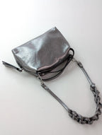GIANNI CHIARINI ジャンニキアリーニ レザー ショルダーバッグ シルバー 【中古】