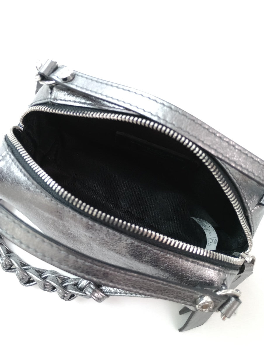 GIANNI CHIARINI ジャンニキアリーニ レザー ショルダーバッグ シルバー 【中古】