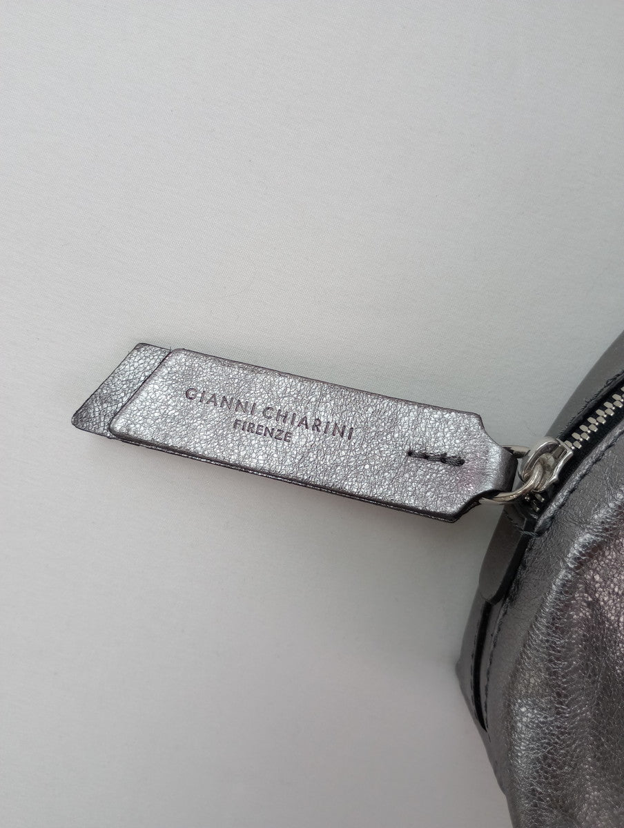 GIANNI CHIARINI ジャンニキアリーニ レザー ショルダーバッグ シルバー 【中古】