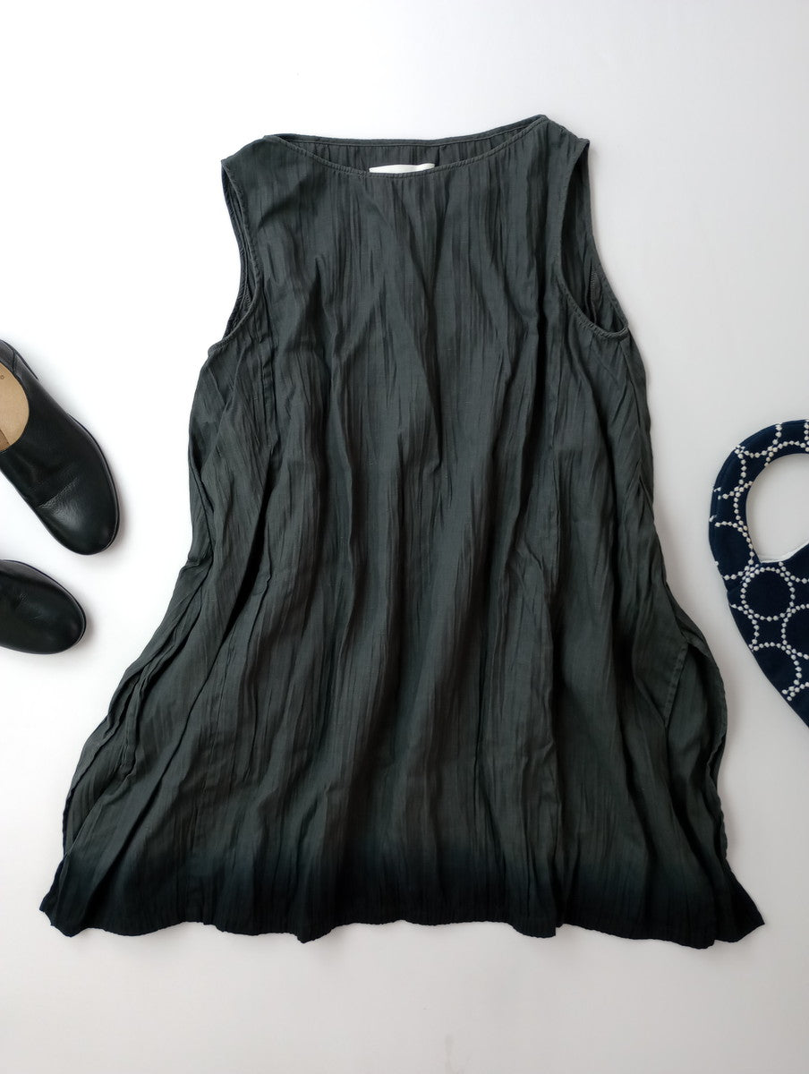 25SS  evam eva エヴァムエヴァ linen gradation sleeveless tunic チュニック グレー 【中古】