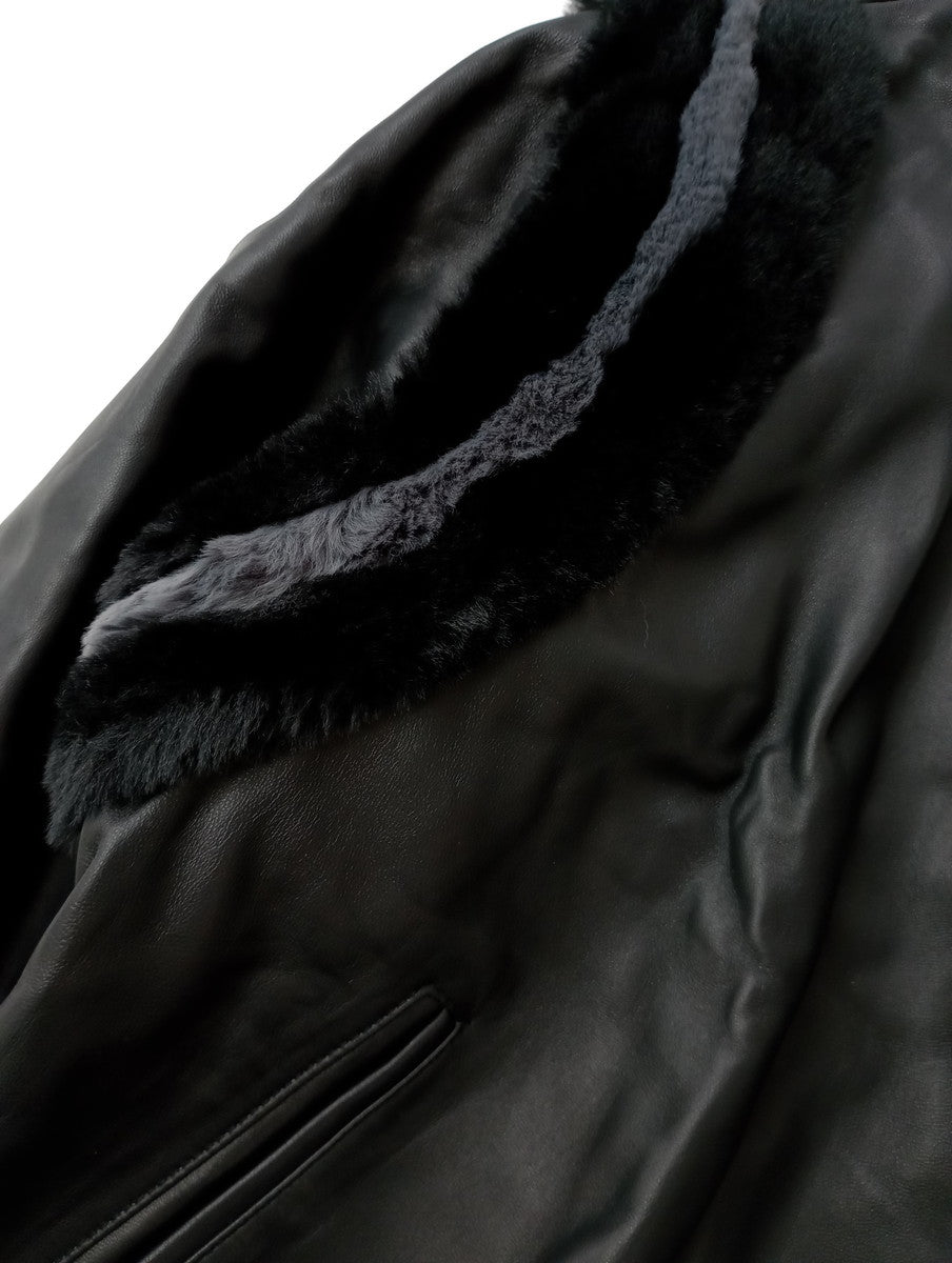 KOWGA コウガ LAMB LEATHER STADIUM JACKET スタジアム ジャケット スタジャン ブルゾン 黒 ブラック F (14M＋4389)
