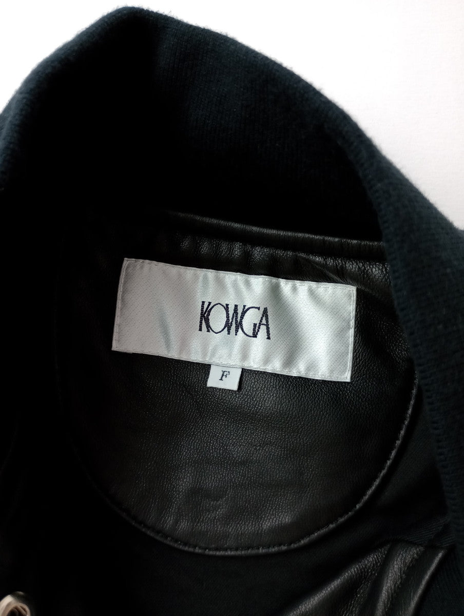KOWGA コウガ LAMB LEATHER STADIUM JACKET スタジアム ジャケット スタジャン ブルゾン 黒 ブラック F (14M＋4389)