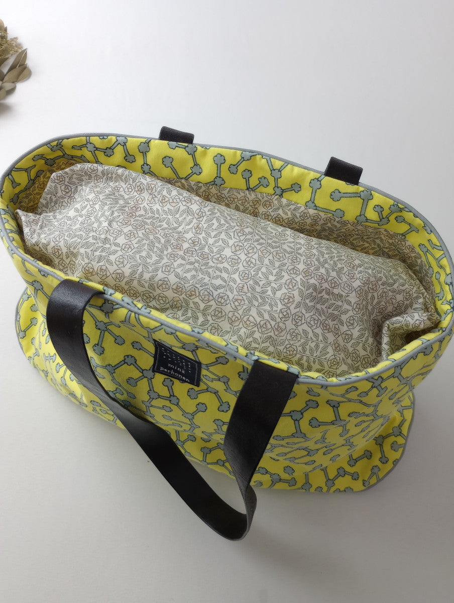 mina perhonen ミナペルホネン ensoku laiva レザーハンドル トートバッグ イエロー 【中古】