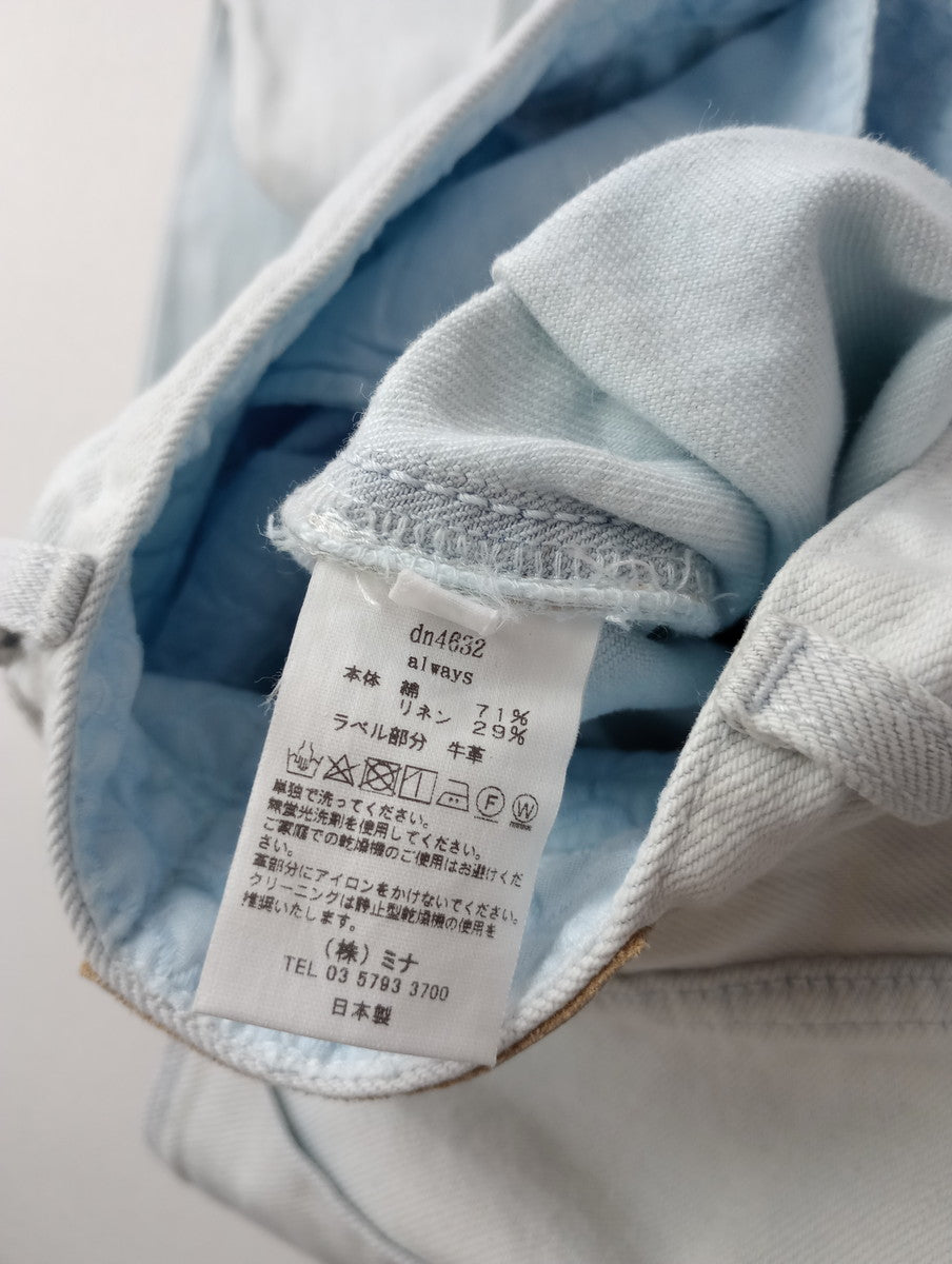 minaperhonen ミナペルホネン always  デニム  ワイド パンツ 34 ライトブルー  【中古】