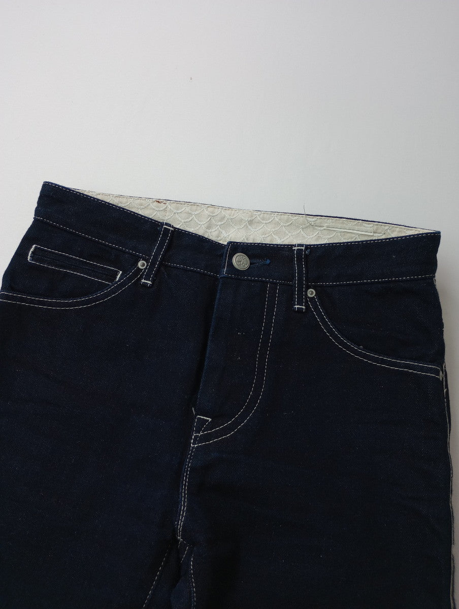 mina perhonen ミナペルホネン always テーパードデニムパンツ ネイビー 34【中古】