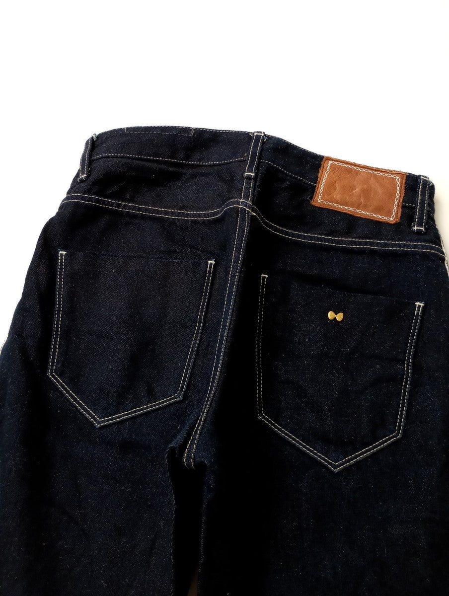 mina perhonen ミナペルホネン always テーパードデニムパンツ ネイビー 34【中古】