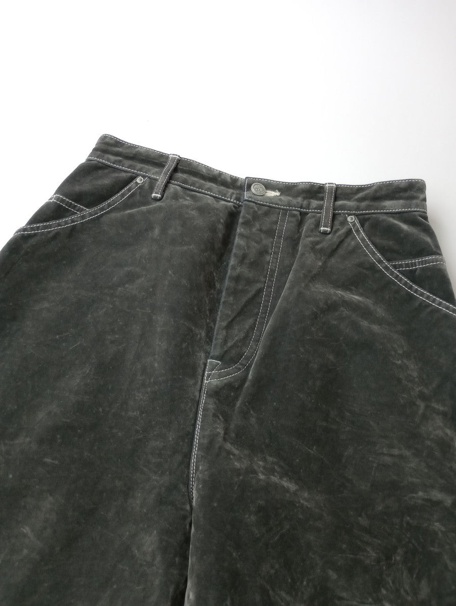 mina perhonen ミナペルホネン fete フロッキープリントデニム パンツ グレー 【中古】