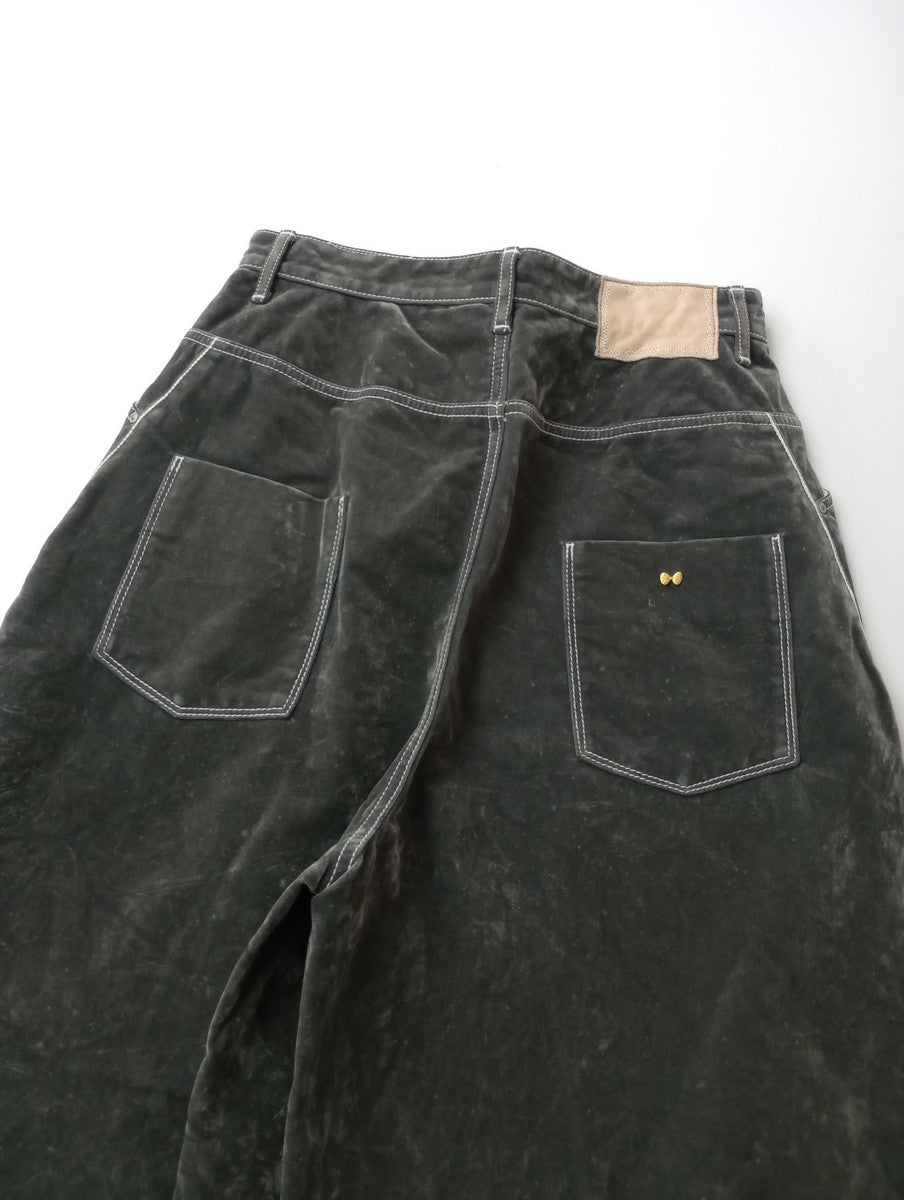 mina perhonen ミナペルホネン fete フロッキープリントデニム パンツ グレー 【中古】