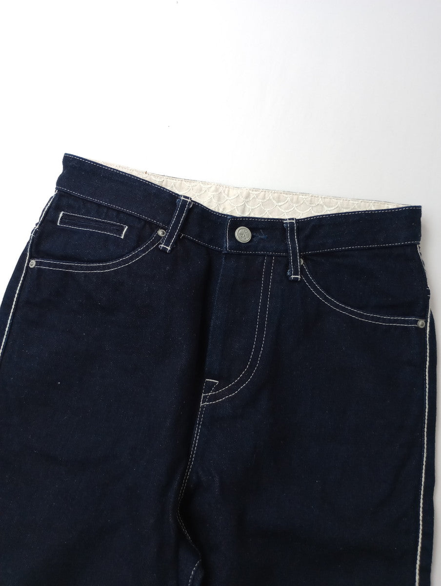 mina perhonen ミナペルホネン always  テーパード デニム  パンツ ネイビー36  【中古】
