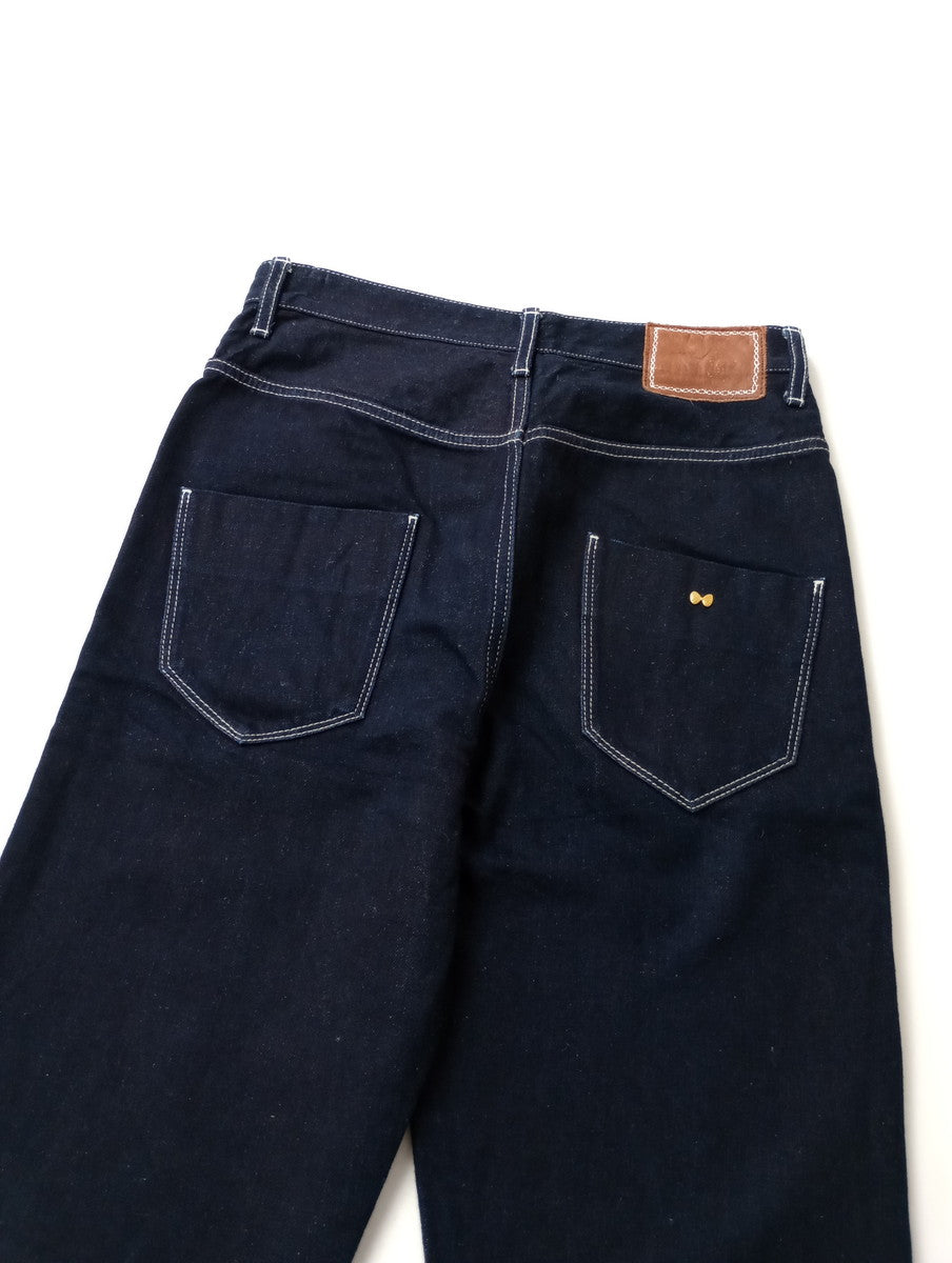 mina perhonen ミナペルホネン always  テーパード デニム  パンツ ネイビー36  【中古】