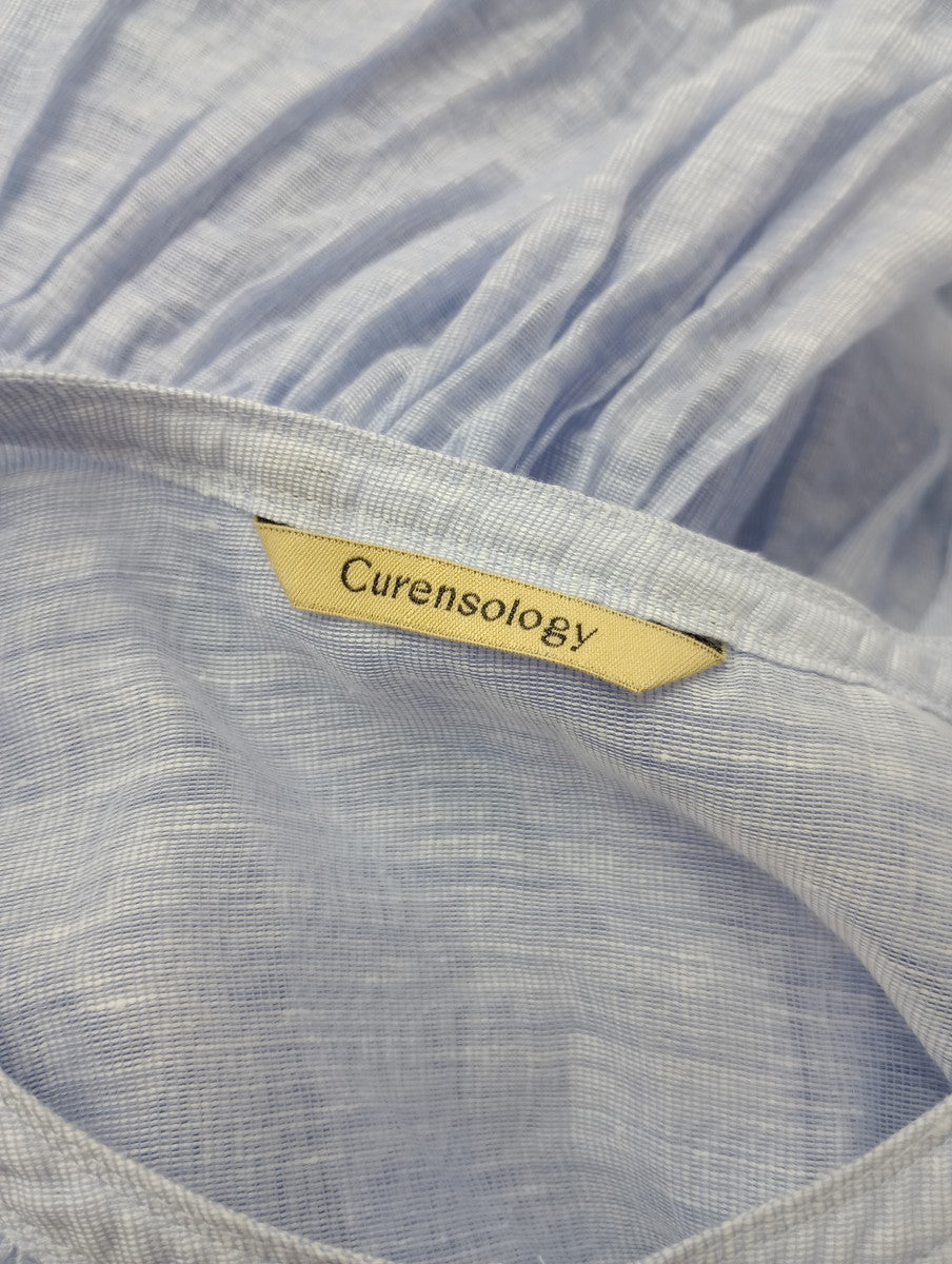 Curensology  カレンソロジー  リネン ブレンド シアー ブラウス  ブルー 【中古】