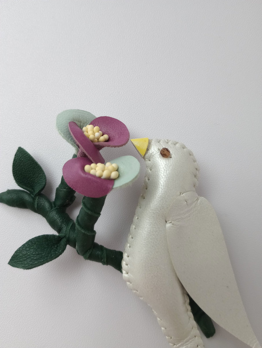 Quir クイール 鳥のブローチ 白 【中古】