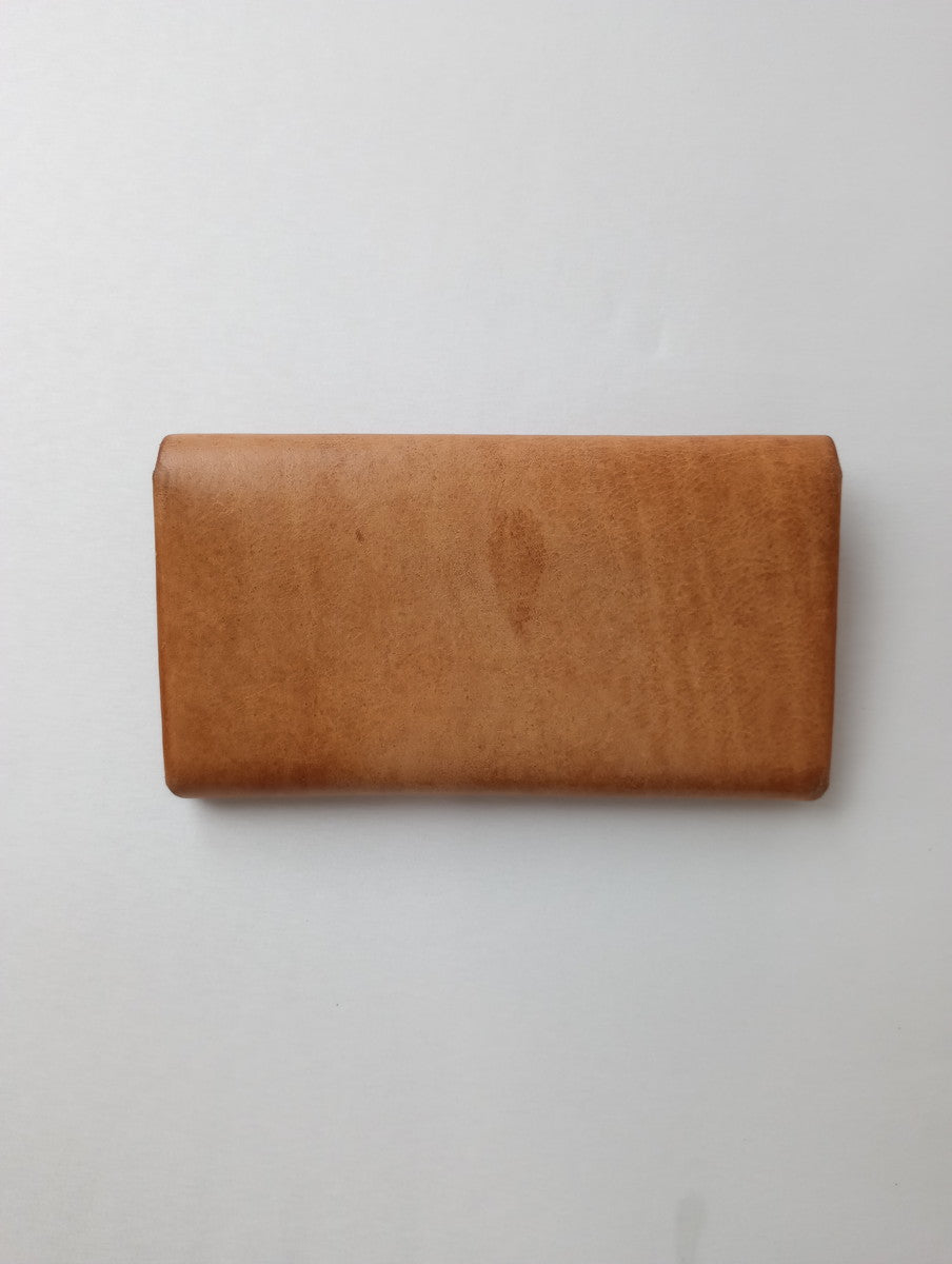 safuji サフジ ミニ長財布（ホック）long wallet ロングウォレット レザー ライトブラウン系 【中古】