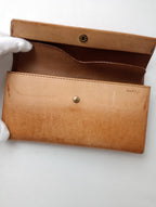 safuji サフジ ミニ長財布（ホック）long wallet ロングウォレット レザー ライトブラウン系 【中古】