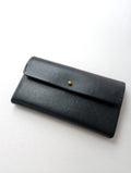 safuji サフジ ミニ長財布（ホック）long wallet ロングウォレット レザー 黒 ブラック 【中古】