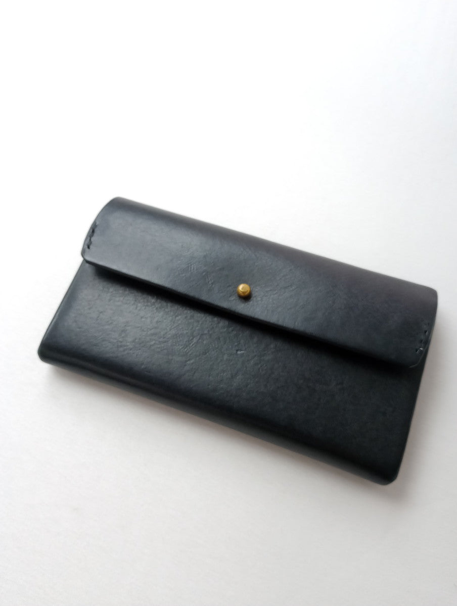 safuji サフジ ミニ長財布（ホック）long wallet ロングウォレット レザー 黒 ブラック 【中古】