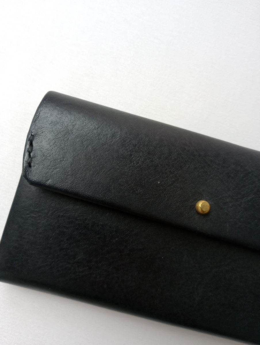 safuji サフジ ミニ長財布（ホック）long wallet ロングウォレット レザー 黒 ブラック 【中古】