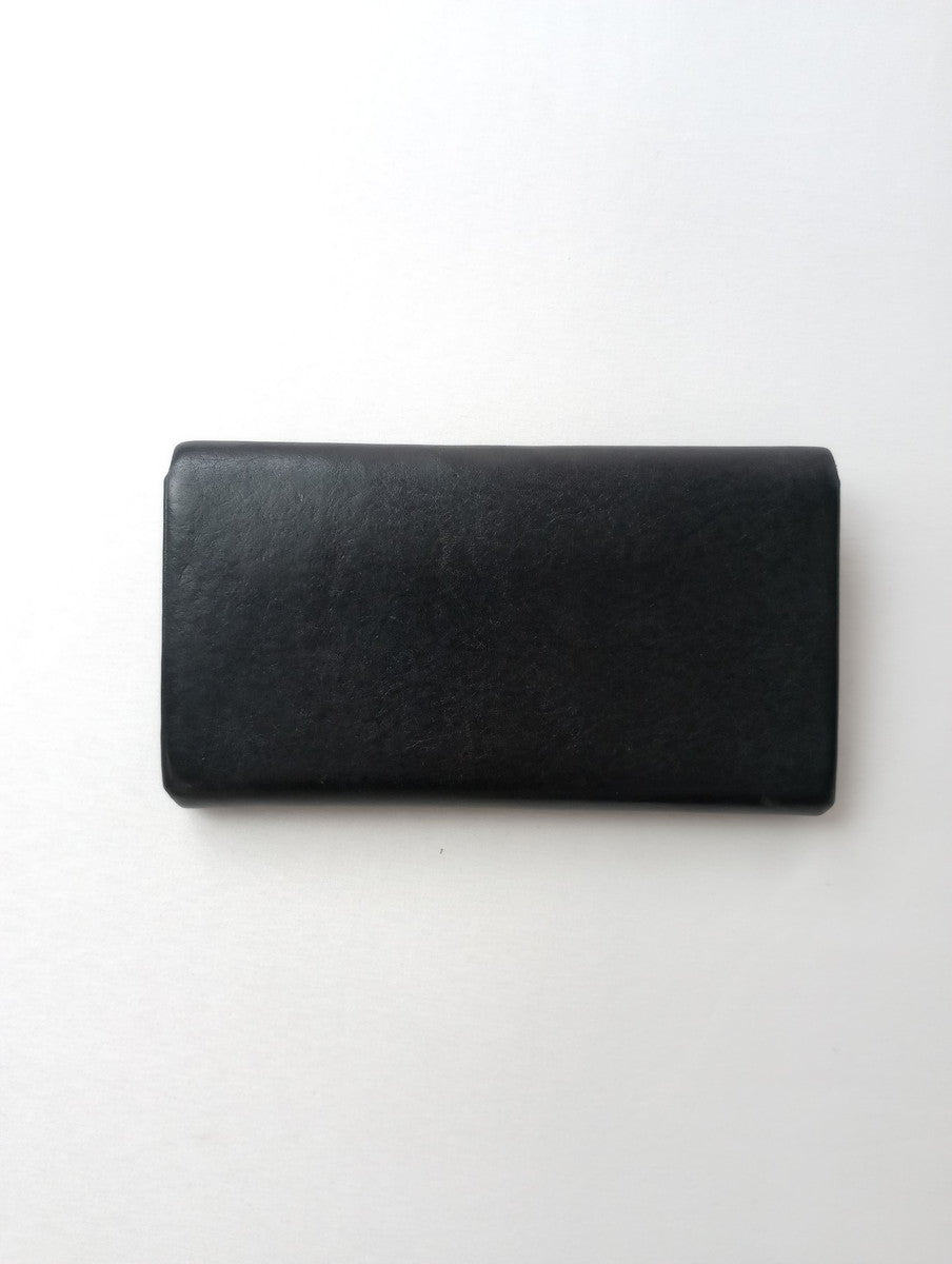 safuji サフジ ミニ長財布（ホック）long wallet ロングウォレット レザー 黒 ブラック 【中古】