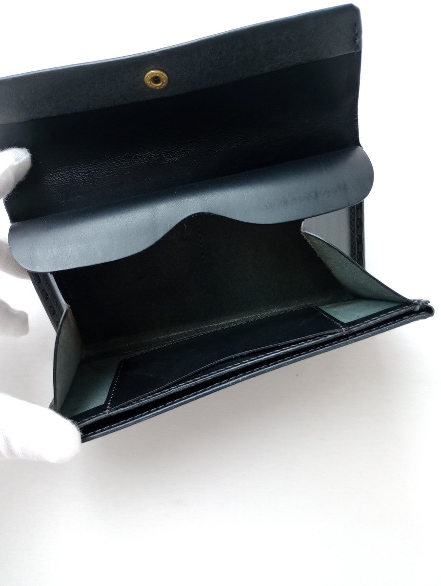 safuji サフジ ミニ長財布（ホック）long wallet ロングウォレット レザー 黒 ブラック 【中古】