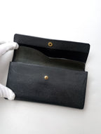 safuji サフジ ミニ長財布（ホック）long wallet ロングウォレット レザー 黒 ブラック 【中古】