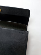 safuji サフジ ミニ長財布（ホック）long wallet ロングウォレット レザー 黒 ブラック 【中古】