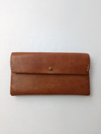 safuji サフジ ミニ長財布（ホック）long wallet ロングウォレット レザー ブラウン系 【中古】